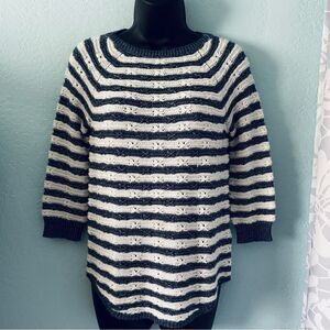 Chaps Navy Blue & White Striped Knit Sweater Size S/P